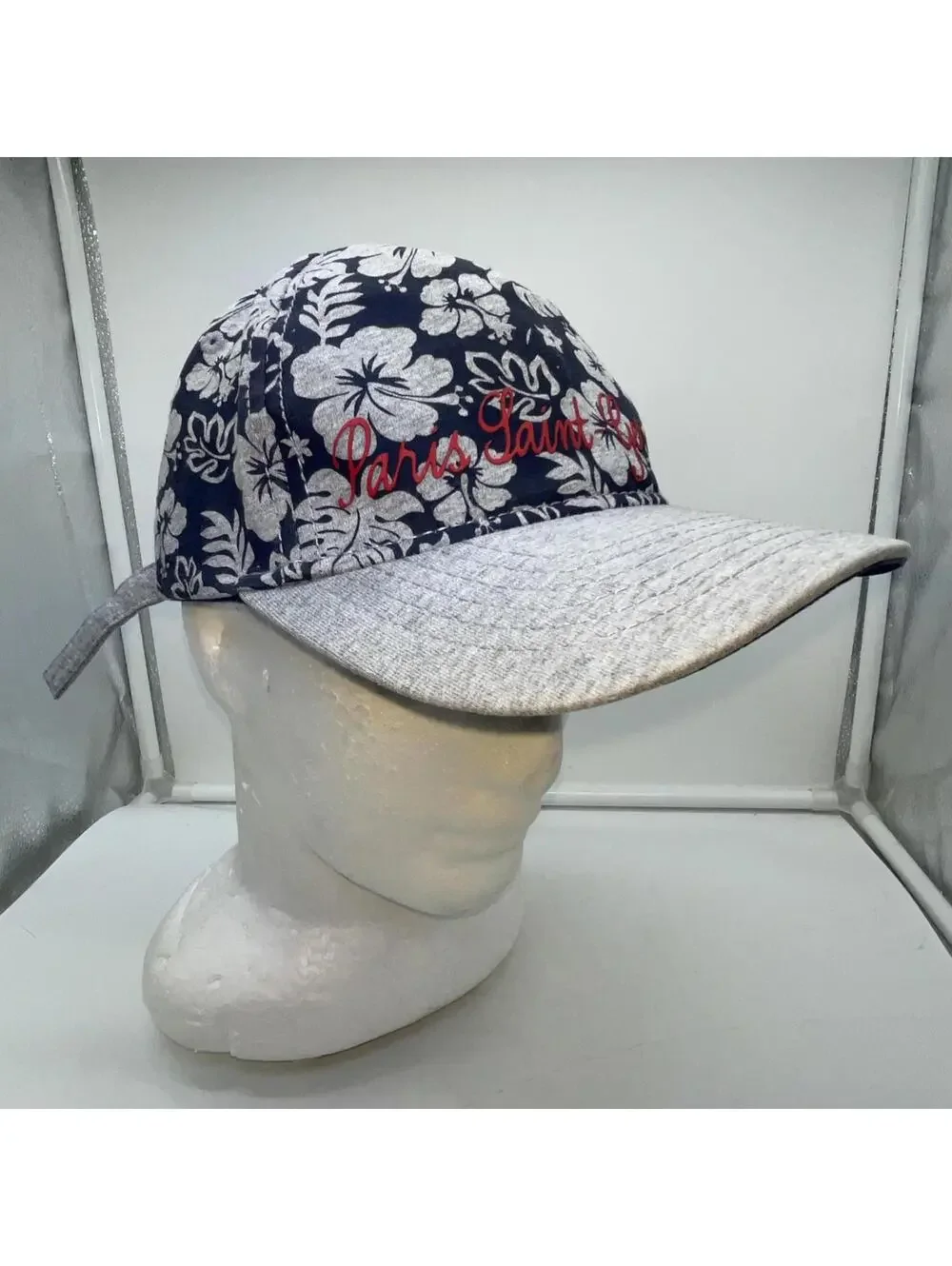 PSG Paris Saint Germain Adjustable 6-Panel Floral Hat Blue/Gray (57 Cm)